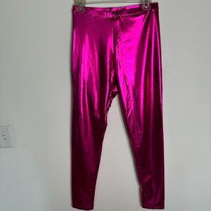 Metallic Pink leggings sz medium